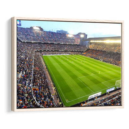 Mestalla Stadium in Valencia, Stadium Canvas, Sport Art, Framed Canvas Print Wall Art, Floating Frame