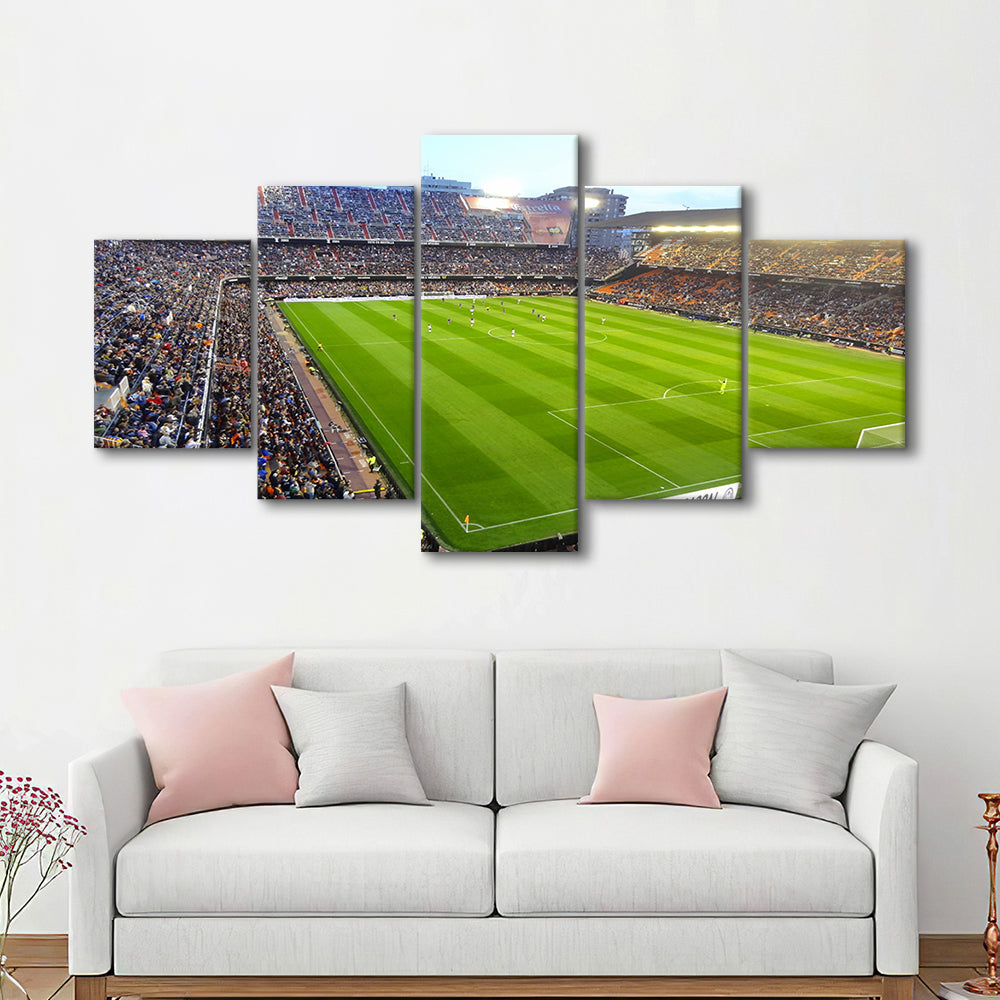 Mestalla Stadium in Valencia, Stadium Canvas, Sport Art, Gift for him, 5 Panel, Large Canvas, Canvas Print Wall Art