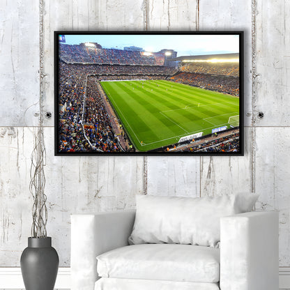 Mestalla Stadium in Valencia, Stadium Canvas, Sport Art, Framed Canvas Print Wall Art, Floating Frame