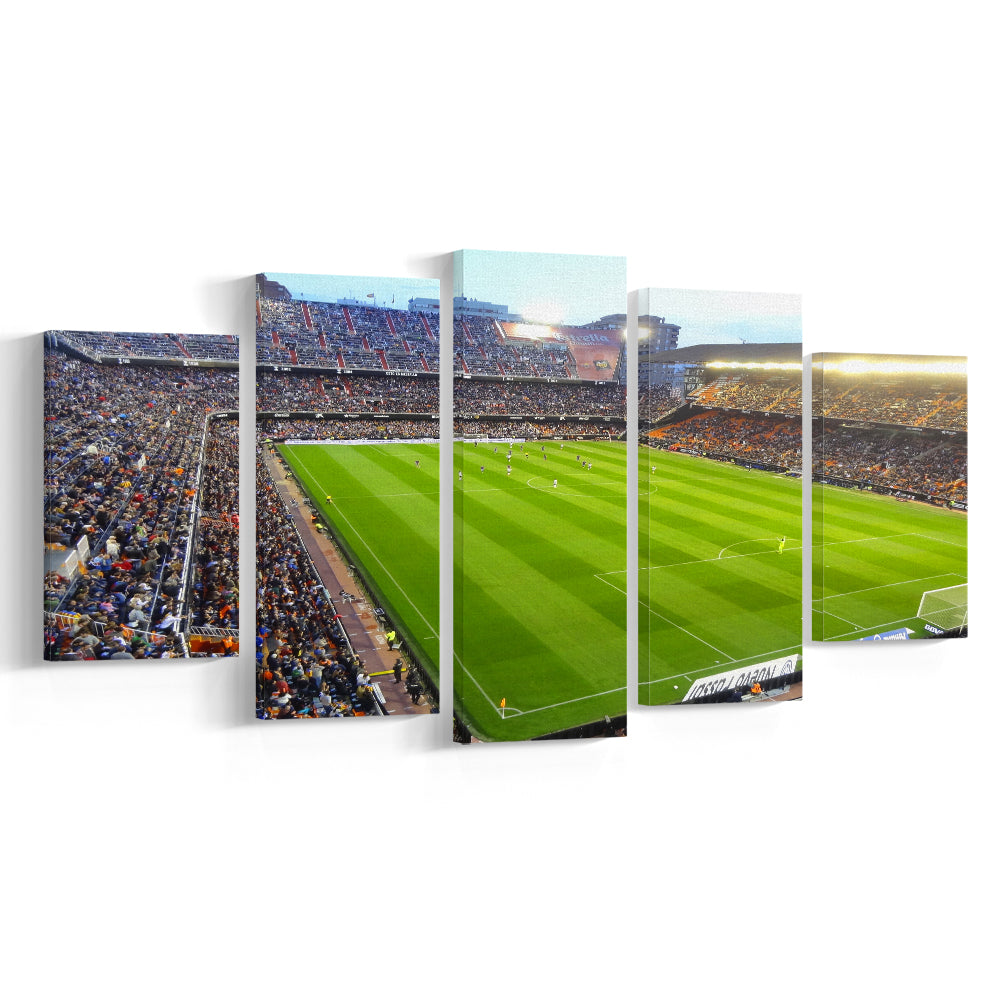 Mestalla Stadium in Valencia, Stadium Canvas, Sport Art, Gift for him, 5 Panel, Large Canvas, Canvas Print Wall Art