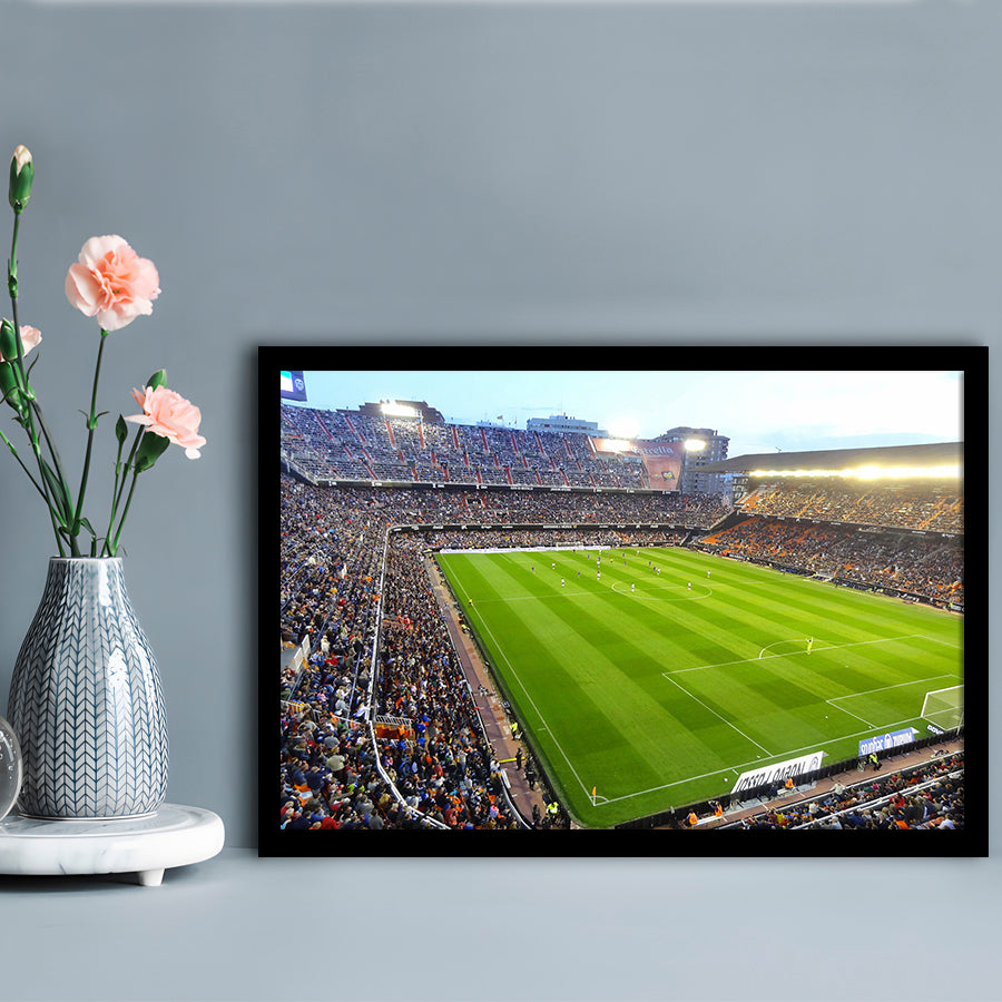 Mestalla Stadium in Valencia, Stadium Canvas, Sport Art, Gift for him, Framed Art Print Wall Decor, Picture Framed