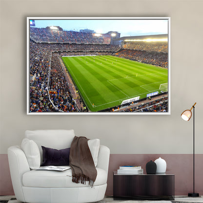 Mestalla Stadium in Valencia, Stadium Canvas, Sport Art, Framed Canvas Print Wall Art, Floating Frame