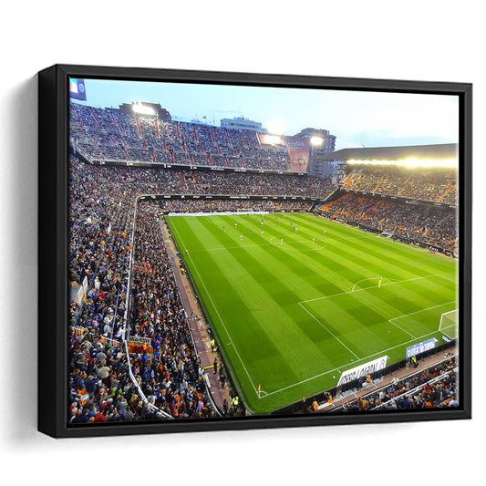 Mestalla Stadium in Valencia, Stadium Canvas, Sport Art, Framed Canvas Print Wall Art, Floating Frame