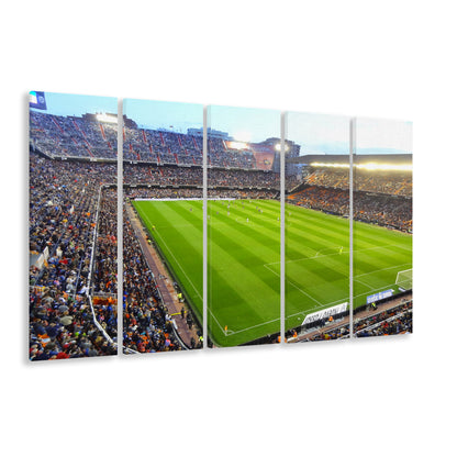 Mestalla Stadium in Valencia, Stadium Canvas, Sport Art, 5 Panel B, Extra Large Canvas, Canvas Print Wall Art