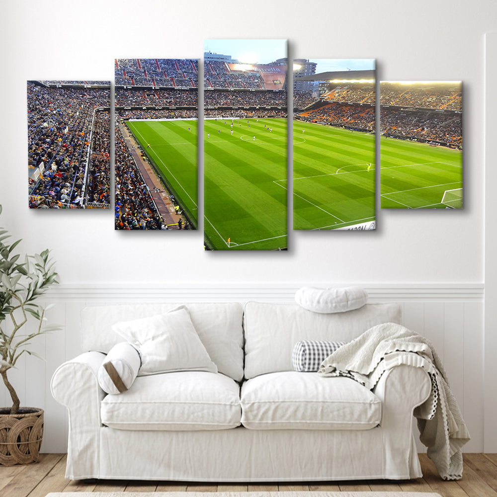 Mestalla Stadium in Valencia, Stadium Canvas, Sport Art, Gift for him, 5 Panel, Large Canvas, Canvas Print Wall Art