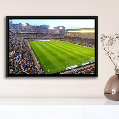 Mestalla Stadium in Valencia, Stadium Canvas, Sport Art, Framed Canvas Print Wall Art, Floating Frame