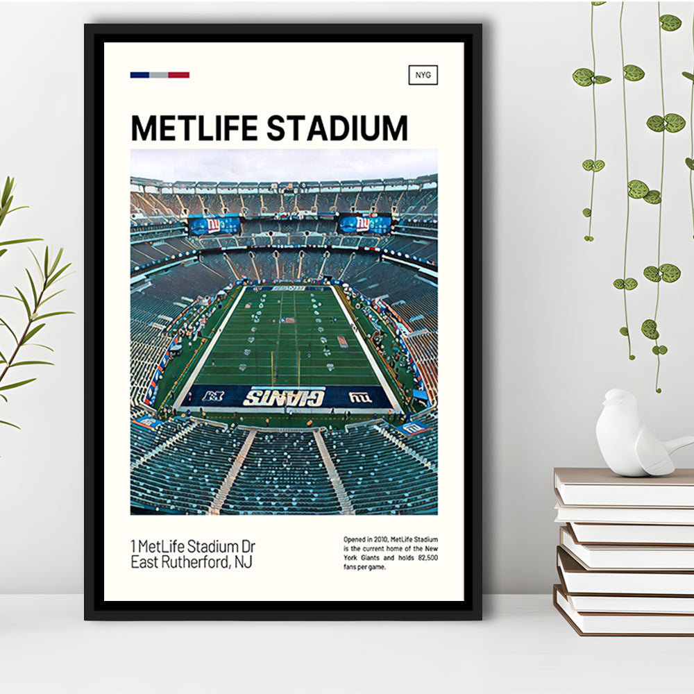 MetLife Stadium Print, Giants Stadium Canvas Art, Man Cave Gift, Floating Framed Canvas Print Wall Art