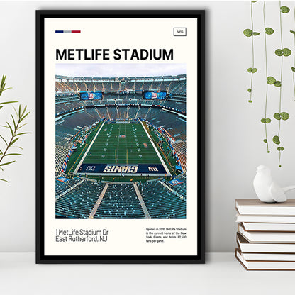MetLife Stadium Print, Giants Stadium Canvas Art, Man Cave Gift, Floating Framed Canvas Print Wall Art
