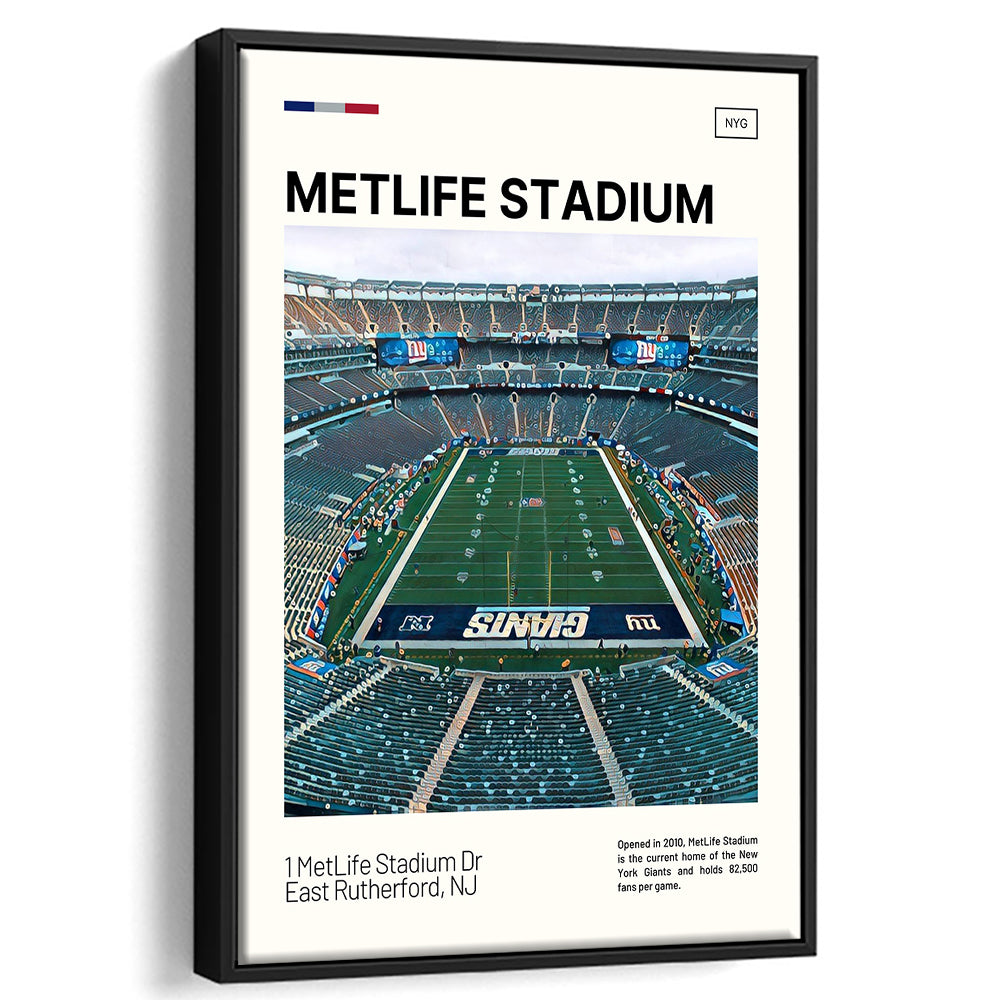 MetLife Stadium Print, Giants Stadium Canvas Art, Man Cave Gift, Floating Framed Canvas Print Wall Art
