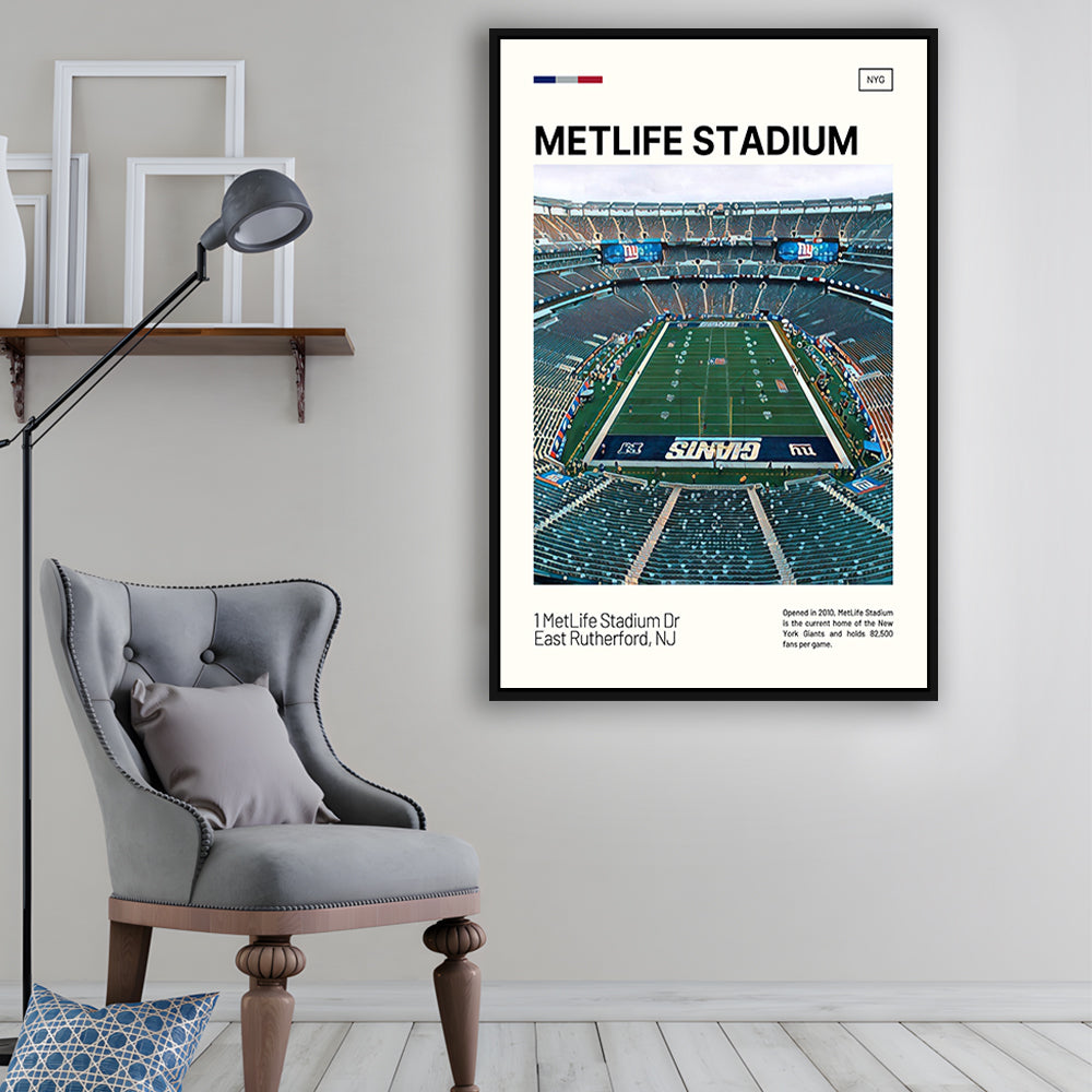 MetLife Stadium Print, Giants Stadium Canvas Art, Man Cave Gift, Floating Framed Canvas Print Wall Art