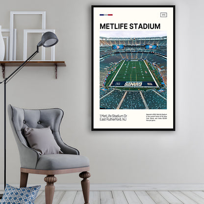 MetLife Stadium Print, Giants Stadium Canvas Art, Man Cave Gift, Floating Framed Canvas Print Wall Art