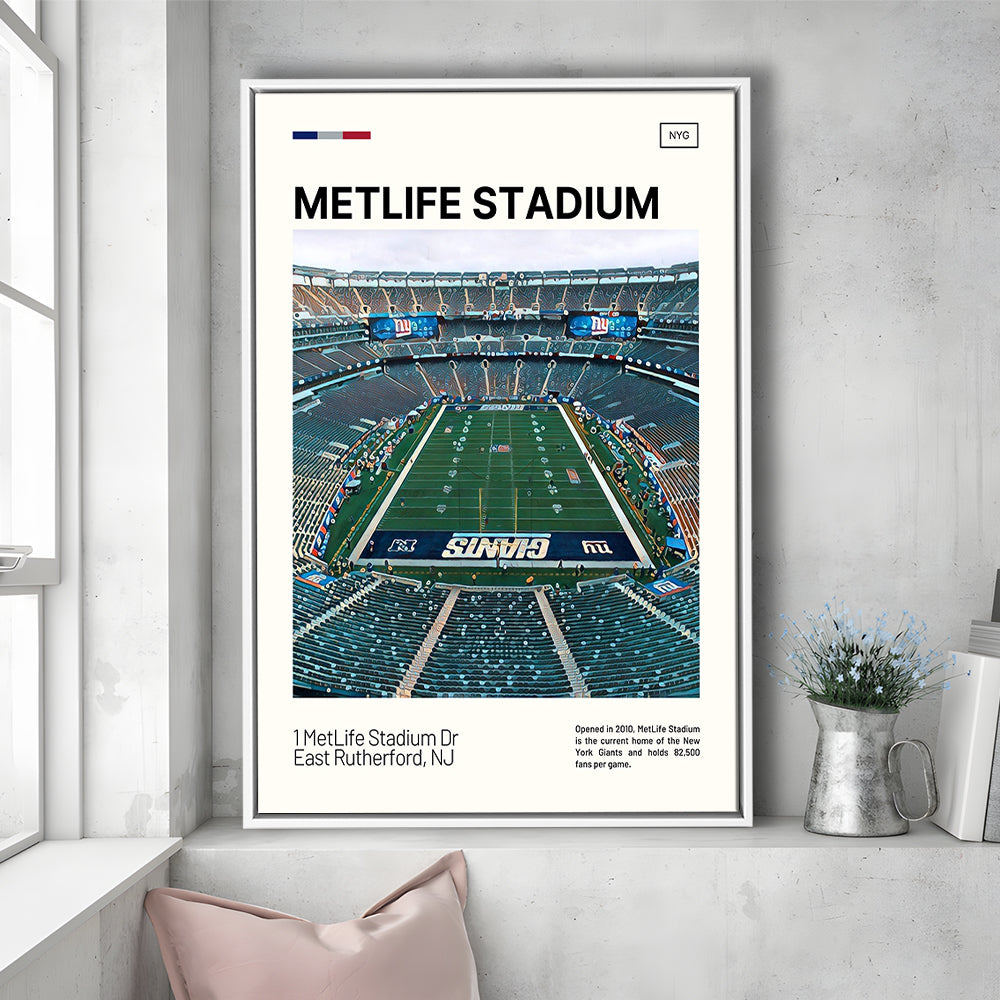 MetLife Stadium Print, Giants Stadium Canvas Art, Man Cave Gift, Floating Framed Canvas Print Wall Art