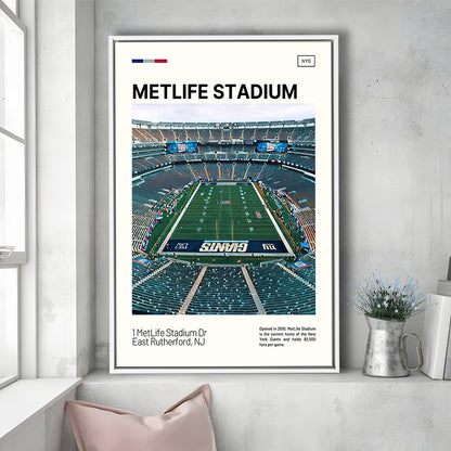 MetLife Stadium Print, Giants Stadium Canvas Art, Man Cave Gift, Floating Framed Canvas Print Wall Art