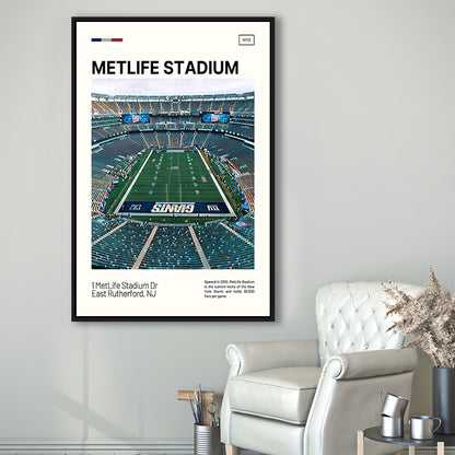 MetLife Stadium Print, Giants Stadium Canvas Art, Man Cave Gift, Floating Framed Canvas Print Wall Art