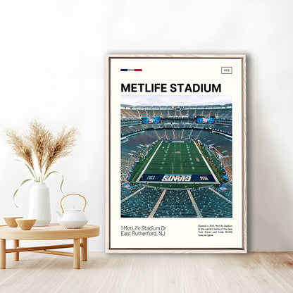 MetLife Stadium Print, Giants Stadium Canvas Art, Man Cave Gift, Floating Framed Canvas Print Wall Art