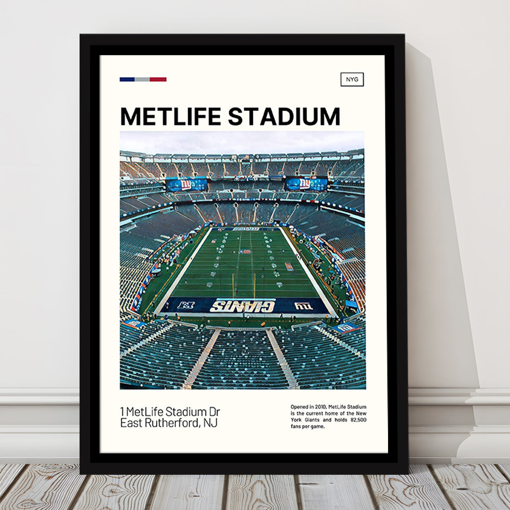 MetLife Stadium Print, Giants Stadium Canvas Art, Man Cave Gift, Floating Framed Canvas Print Wall Art