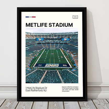 MetLife Stadium Print, Giants Stadium Canvas Art, Man Cave Gift, Floating Framed Canvas Print Wall Art