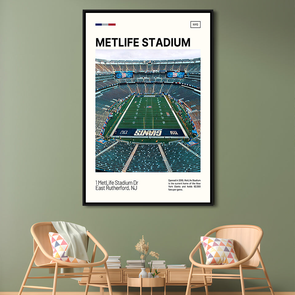 MetLife Stadium Print, Giants Stadium Canvas Art, Man Cave Gift, Floating Framed Canvas Print Wall Art