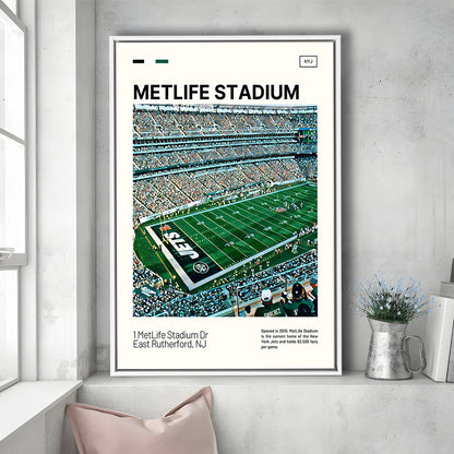 MetLife Stadium Print, New York Jets Stadium Canvas Art, Man Cave Gift, Floating Framed Canvas Print Wall Art