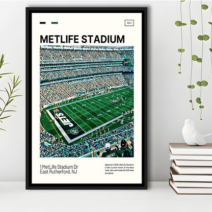 MetLife Stadium Print, New York Jets Stadium Canvas Art, Man Cave Gift, Floating Framed Canvas Print Wall Art