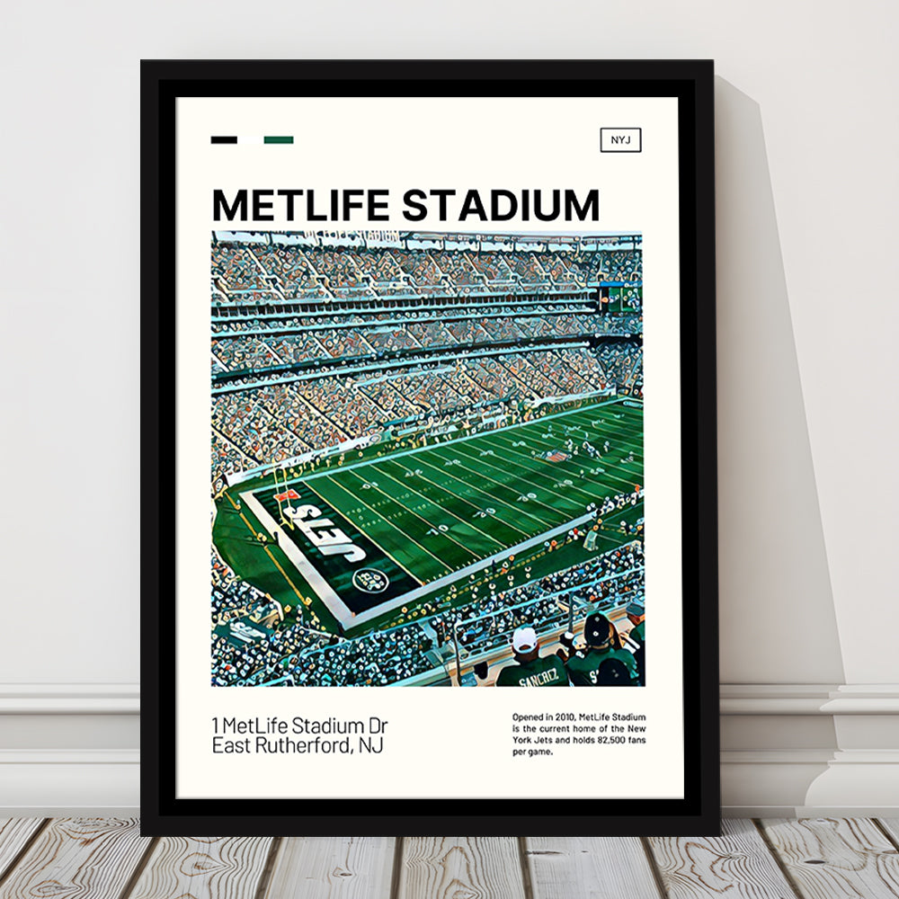 MetLife Stadium Print, New York Jets Stadium Canvas Art, Man Cave Gift, Floating Framed Canvas Print Wall Art