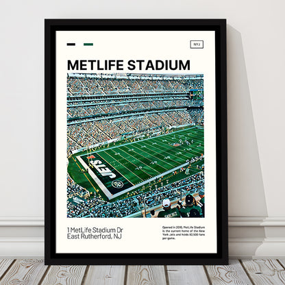 MetLife Stadium Print, New York Jets Stadium Canvas Art, Man Cave Gift, Floating Framed Canvas Print Wall Art