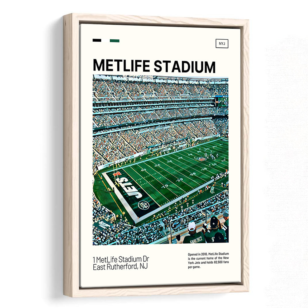 MetLife Stadium Print, New York Jets Stadium Canvas Art, Man Cave Gift, Floating Framed Canvas Print Wall Art