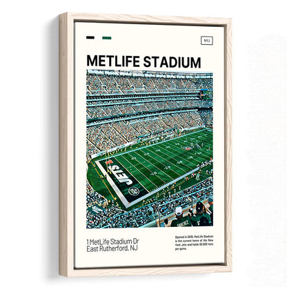 MetLife Stadium Print, New York Jets Stadium Canvas Art, Man Cave Gift, Floating Framed Canvas Print Wall Art