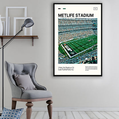 MetLife Stadium Print, New York Jets Stadium Canvas Art, Man Cave Gift, Floating Framed Canvas Print Wall Art