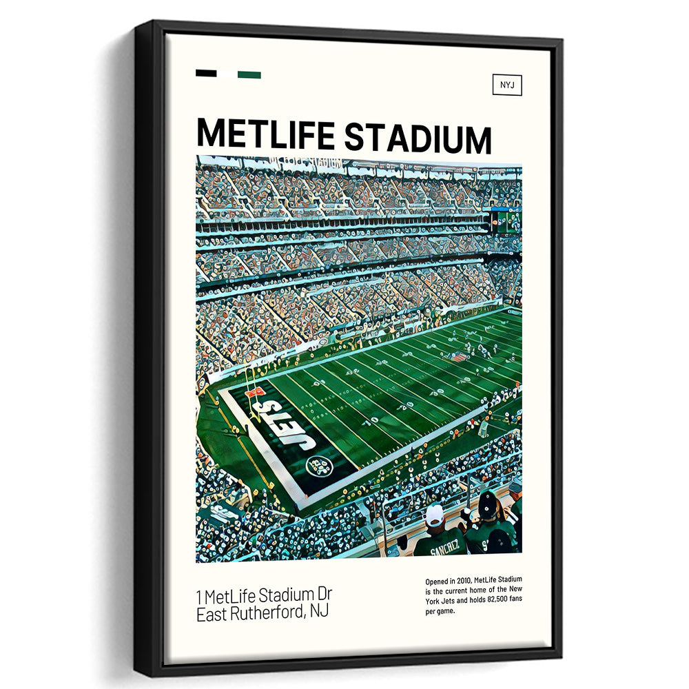 MetLife Stadium Print, New York Jets Stadium Canvas Art, Man Cave Gift, Floating Framed Canvas Print Wall Art
