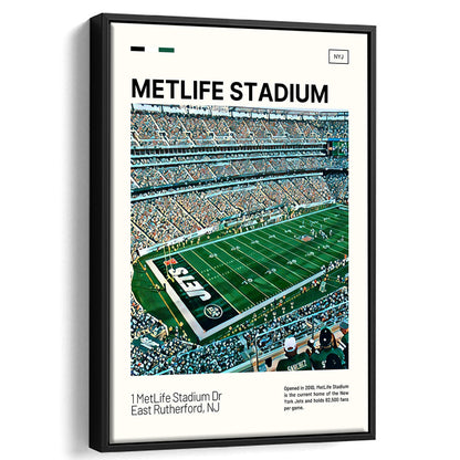 MetLife Stadium Print, New York Jets Stadium Canvas Art, Man Cave Gift, Floating Framed Canvas Print Wall Art