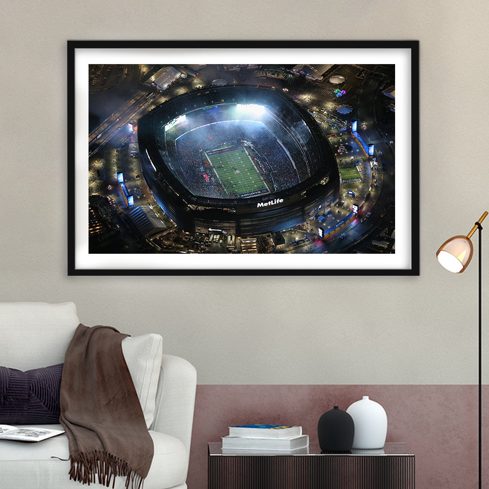 MetLife Stadium, Stadium Canvas, Sport Art, Gift for him, White Border Framed Art Print Wall Decor