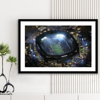 MetLife Stadium, Stadium Canvas, Sport Art, Gift for him, White Border Framed Art Print Wall Decor