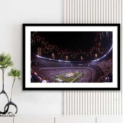 Metlife Stadium Giants, Stadium Canvas, Sport Art, Gift for him, White Border Framed Art Print Wall Decor