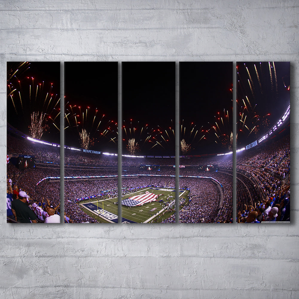 Metlife Stadium Giants, Stadium Canvas, Sport Art, 5 Panel B, Extra Large Canvas, Canvas Print Wall Art