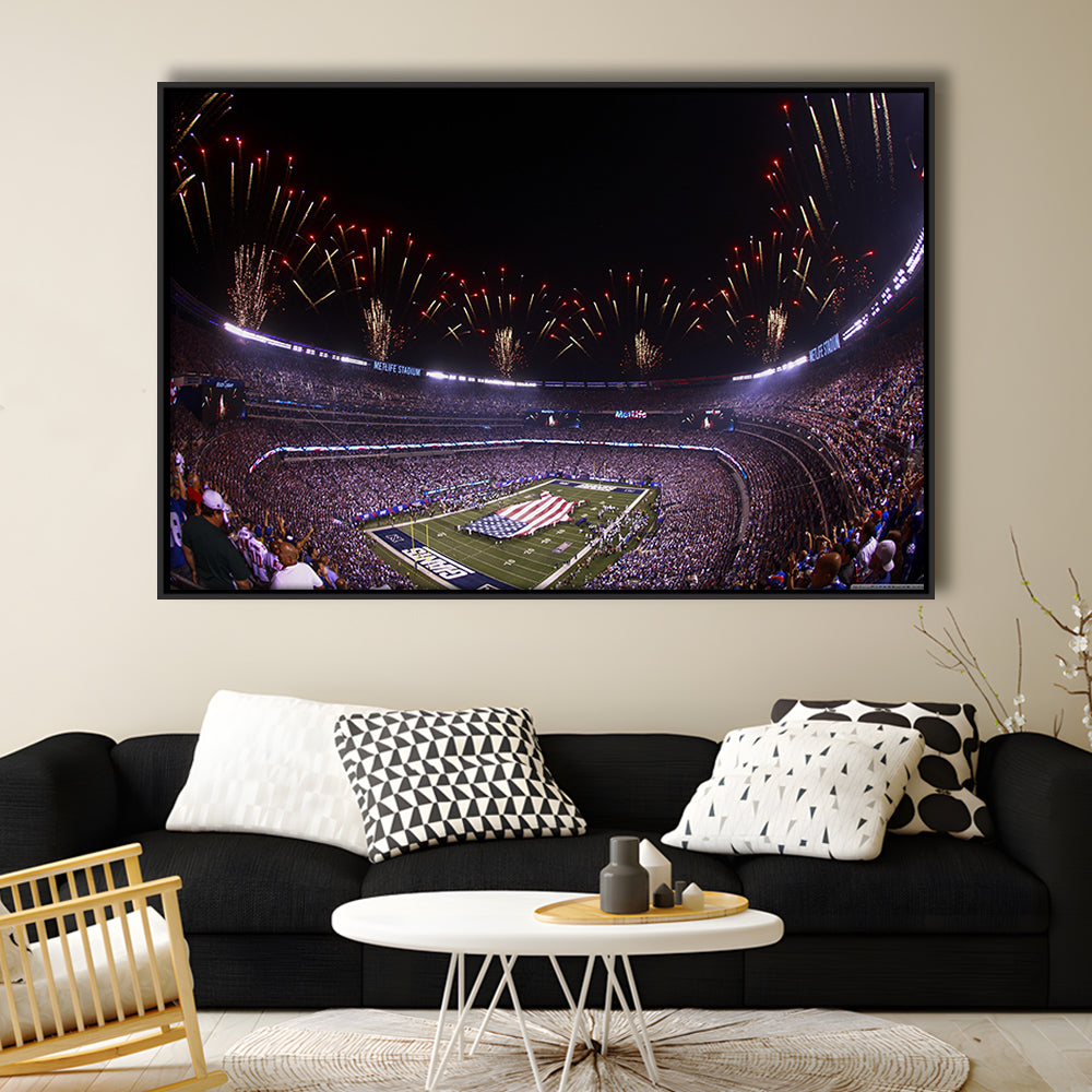 Metlife Stadium Giants, Stadium Canvas, Sport Art, Framed Canvas Print Wall Art, Floating Frame