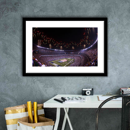 Metlife Stadium Giants, Stadium Canvas, Sport Art, Gift for him, White Border Framed Art Print Wall Decor