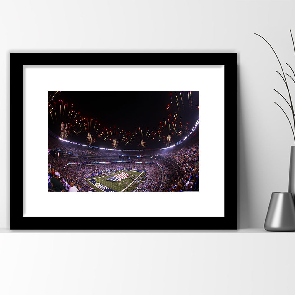Metlife Stadium Giants, Stadium Canvas, Sport Art, Gift for him, White Border Framed Art Print Wall Decor