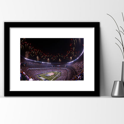 Metlife Stadium Giants, Stadium Canvas, Sport Art, Gift for him, White Border Framed Art Print Wall Decor