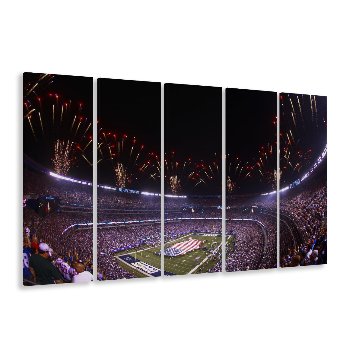 Metlife Stadium Giants, Stadium Canvas, Sport Art, 5 Panel B, Extra Large Canvas, Canvas Print Wall Art