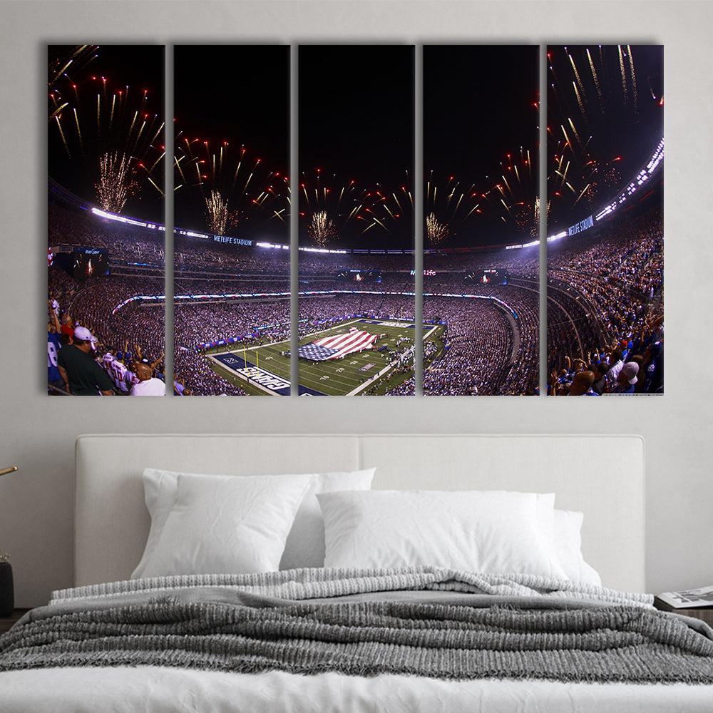 Metlife Stadium Giants, Stadium Canvas, Sport Art, 5 Panel B, Extra Large Canvas, Canvas Print Wall Art