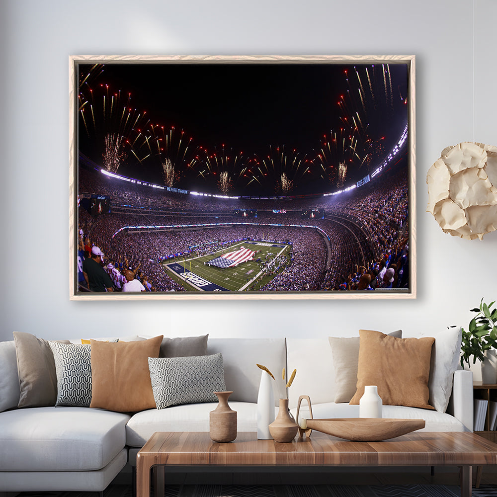 Metlife Stadium Giants, Stadium Canvas, Sport Art, Framed Canvas Print Wall Art, Floating Frame