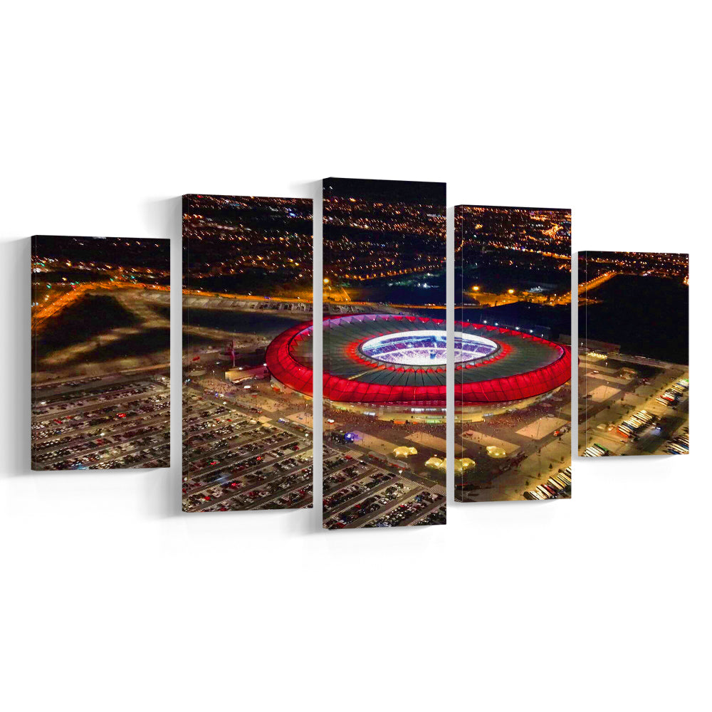 Metropolitano Stadium Aerial View, Stadium Canvas, Sport Art, Gift for him, 5 Panel, Large Canvas, Canvas Print Wall Art