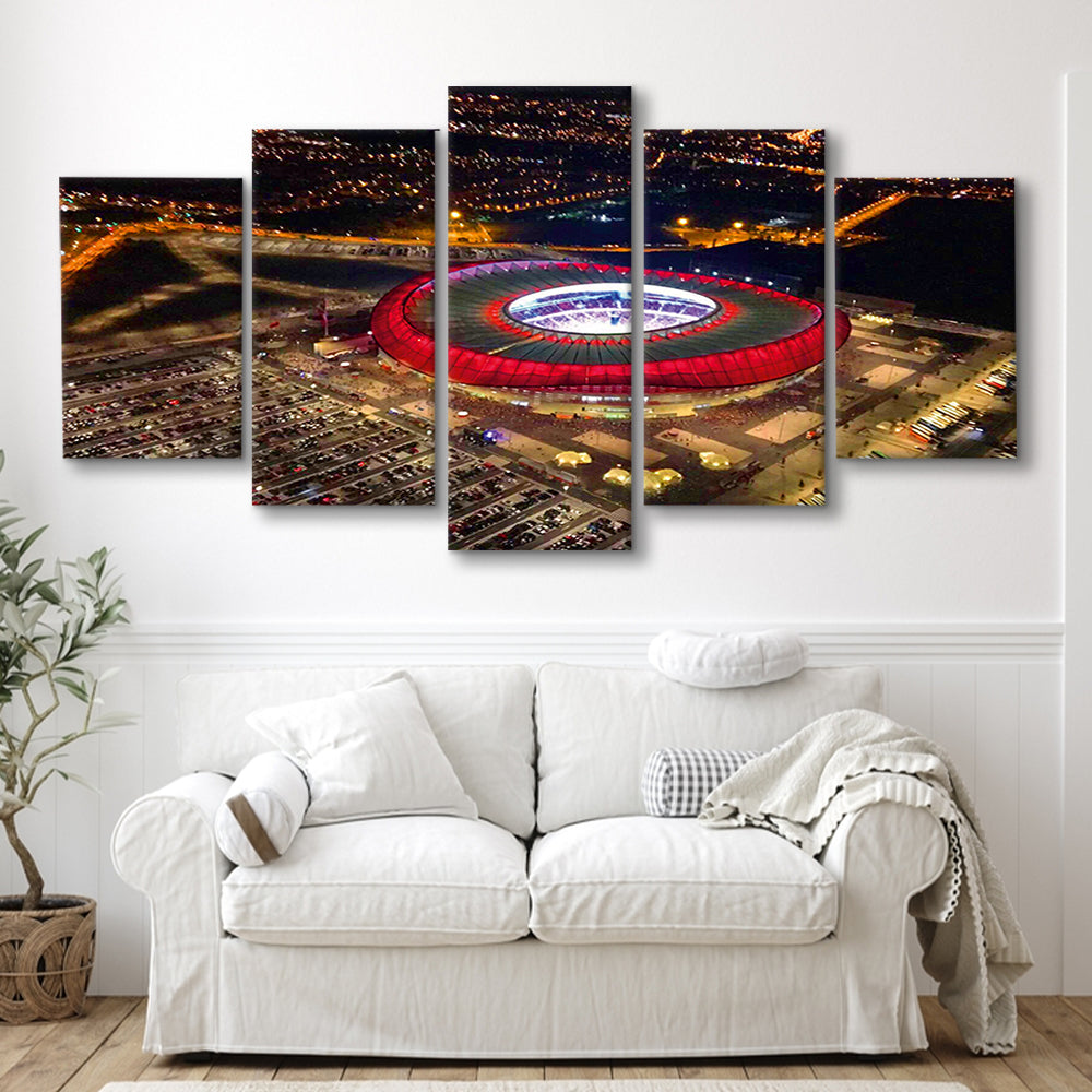 Metropolitano Stadium Aerial View, Stadium Canvas, Sport Art, Gift for him, 5 Panel, Large Canvas, Canvas Print Wall Art
