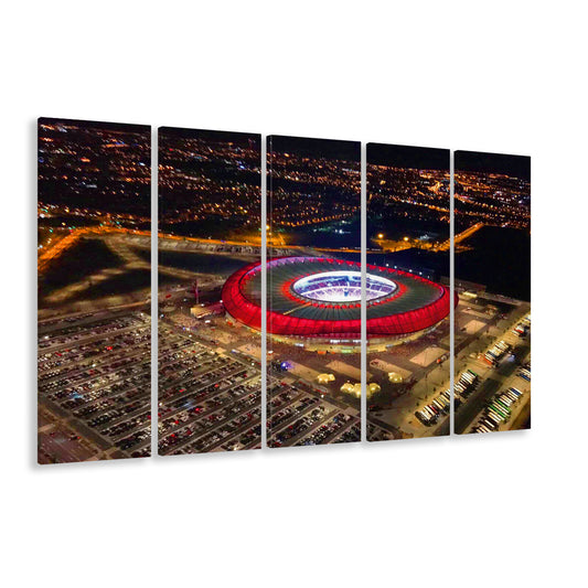Metropolitano Stadium Aerial View, Stadium Canvas, Sport Art, 5 Panel B, Extra Large Canvas, Canvas Print Wall Art
