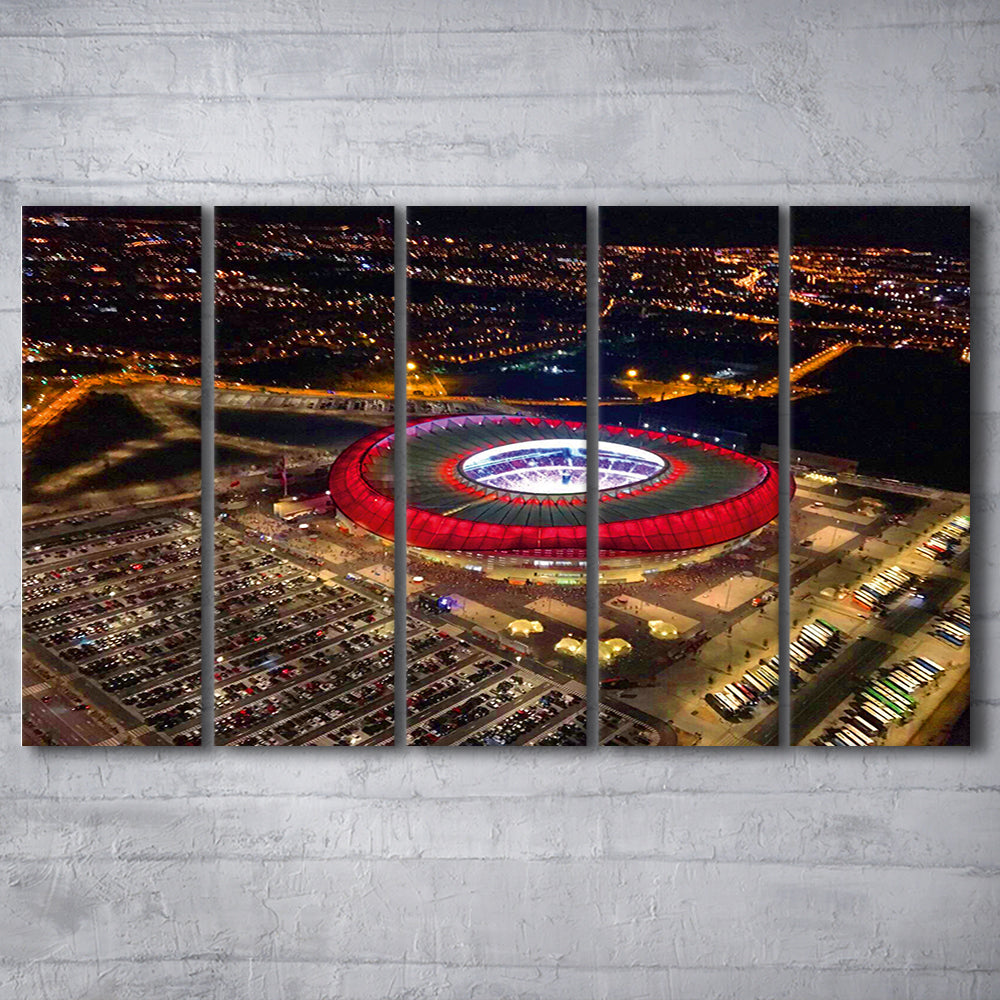 Metropolitano Stadium Aerial View, Stadium Canvas, Sport Art, 5 Panel B, Extra Large Canvas, Canvas Print Wall Art