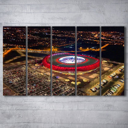 Metropolitano Stadium Aerial View, Stadium Canvas, Sport Art, 5 Panel B, Extra Large Canvas, Canvas Print Wall Art