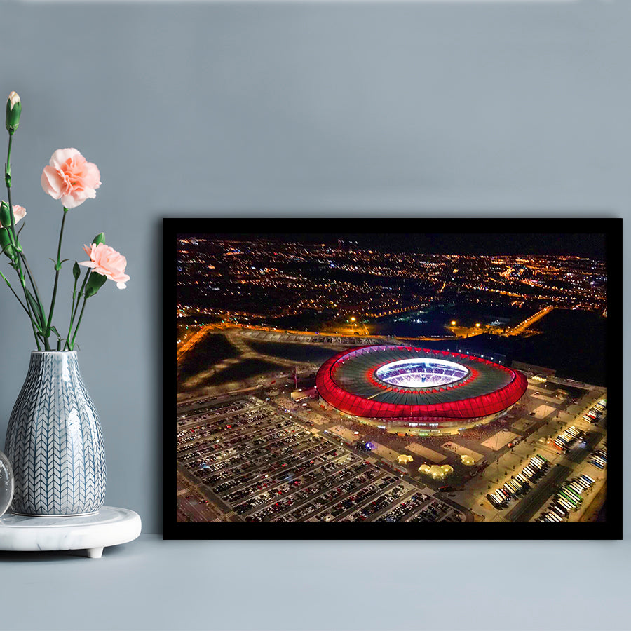 Metropolitano Stadium Aerial View, Stadium Canvas, Sport Art, Gift for him, Framed Art Print Wall Decor, Picture Framed