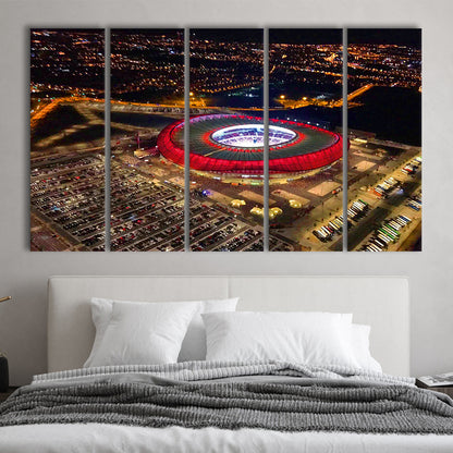 Metropolitano Stadium Aerial View, Stadium Canvas, Sport Art, 5 Panel B, Extra Large Canvas, Canvas Print Wall Art