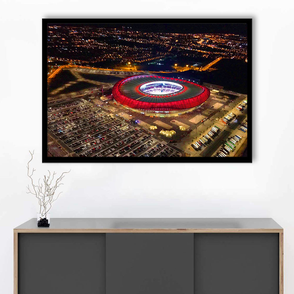 Metropolitano Stadium Aerial View, Stadium Canvas, Sport Art, Gift for him, Framed Art Print Wall Decor, Picture Framed